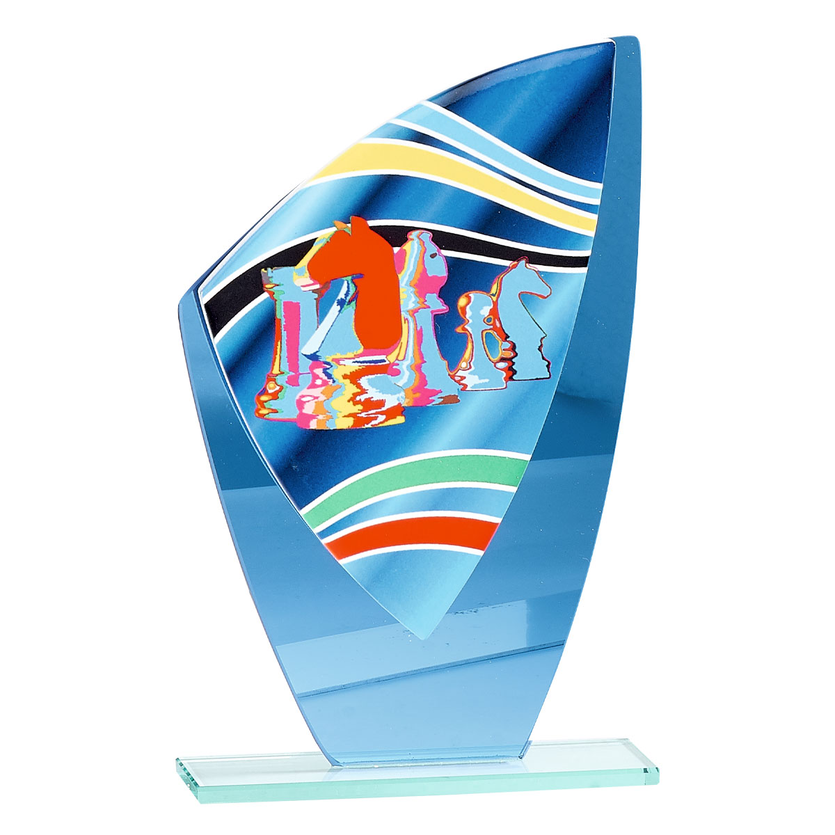 TROFEO DE CRISTAL / CERÁMICA AJEDREZ : 20 cm