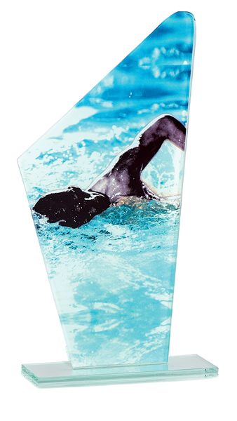 TROFEO CRISTAL NATACION MASCULINA : 22 cm