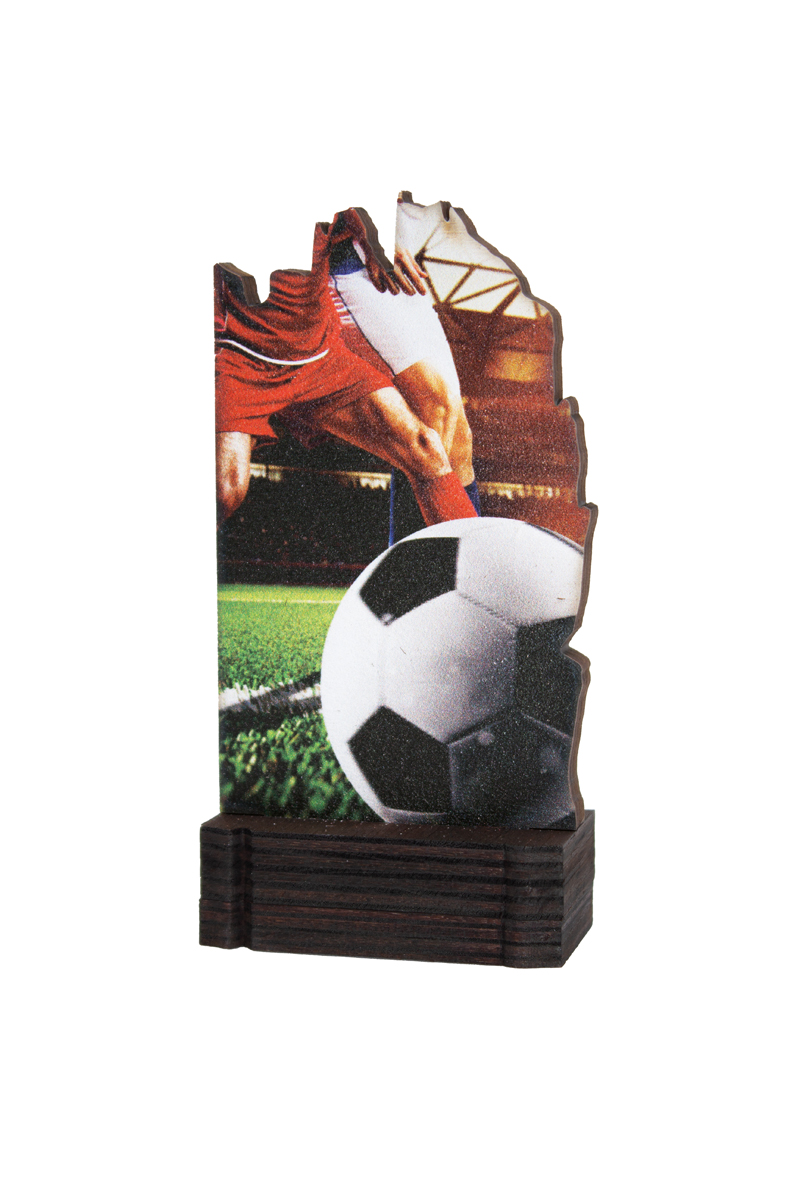 TROFEO MADERA FUTBOL MASCULINO : 13 cm