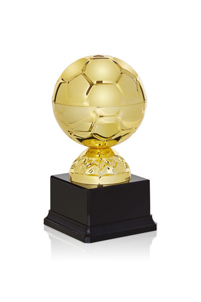 TROFEO METAL ABS BALON FUTBOL DORADO : 23 cm