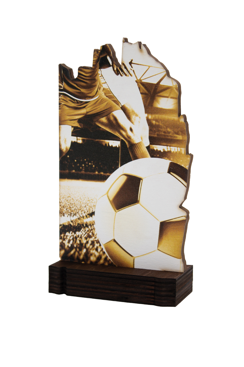 TROFEO MADERA FUTBOL : 19 cm